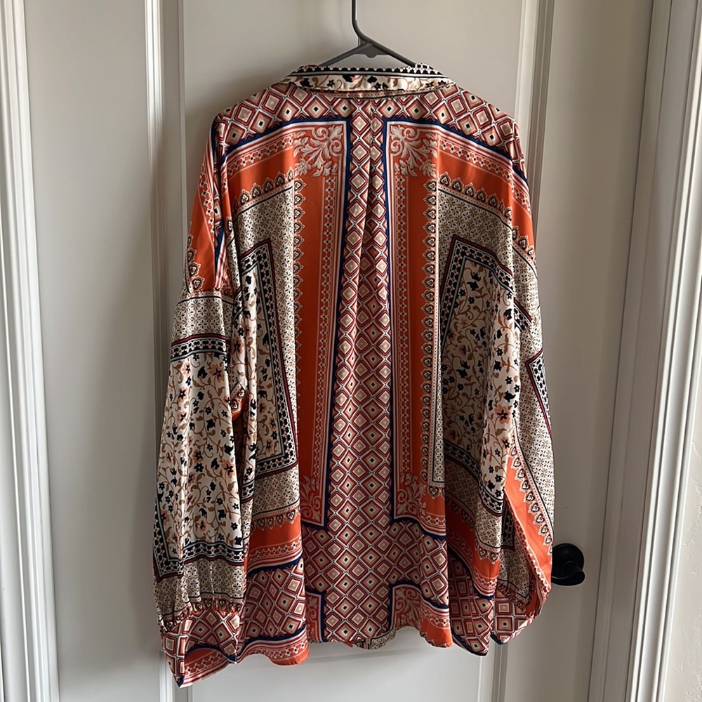NWT Meritt Dig Deep Down Button Up In Orange Curves. - Picture 6 of 11